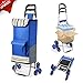 Produktbild Faltbare Einkaufstrolley mit Geräuschlosen Gummi-Dreirad, Koooper Einkaufswagen Treppensteiger Blau Edelstahl Trolley 45 x 105 x 39cm Große Kapazität ca. 45 kg, Mehr Paket-Design