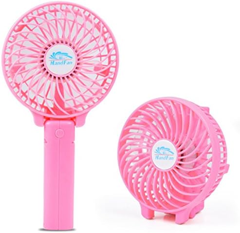 Foldable Electric Handfans, Xiyude Mini Portable Outdoor Fan with Rechargeable Battery Adjustable 3 Speeds Folding Design for Home, Office and Travel (Pink)