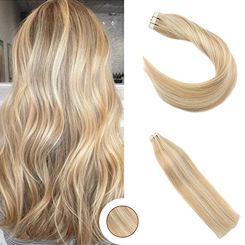 Ugeat 20 Pulgadas Highlight Rubio Recto Tape in Cabello Humano Extensiones 100% Real Brasileno Remy Trama Pelo Extensiones 50g