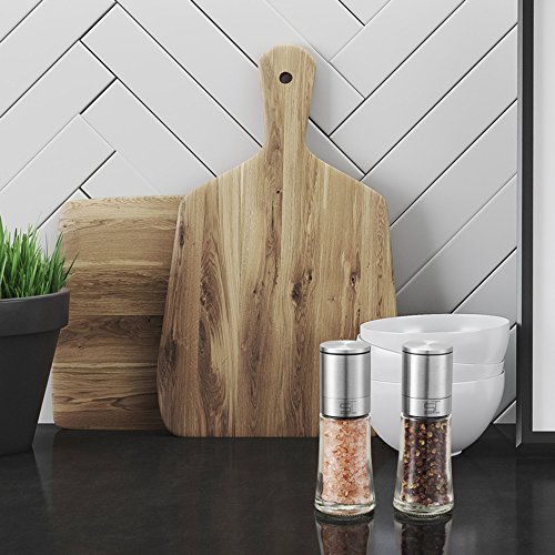 SILBERTHAL Gewürzmühlen Set Domo | 2 tlg. | Pfeffermühle & Salzmühle | verstellbares Keramikmahlwerk | Edelstahl & Glasgehäuse | unbefüllt - 5