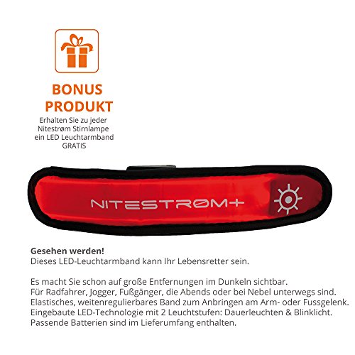ZNEX Nitestrøm | Super Helle Wasserdichte IPX6 LED Stirnlampe 168 Lumen mit Infrarot-Sensor-Gestensteuerung, Rotlicht, Blinklicht, SOS-Notfall-Pfeife + GRATIS LED-Leuchtarmband - 8