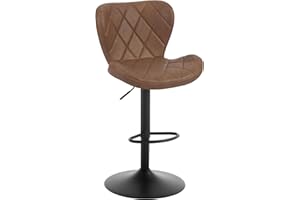 ‎WOLTU WOLTU Barhocker, Barstuhl höhenverstellbar, Drehhocker 360°, Hocker mit Rückenlehne Fußstütze, Bistrostuhl ergonomisch, Kunstleder Metallgestell, für Bar Bistro Kücheninsel, Braun, BH418br-1