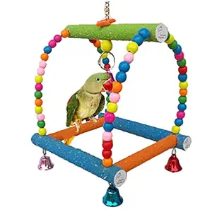 Large Bird Swing Toy for Parrot Macaw African Greys Budgies Cockatoo Parakeet Cockatiel Conure Lovebirds Finch Cage Perch Toy Paw Grinding Ladder
