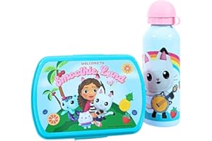 My sweety pop – Juego de comida para niña – Caja de merienda + botella – Caja de almuerzo – Hidratación – Niño – Guardería – Escuela – Vacaciones – Idea de regalo – Gabby's Dollhouse, rosa/azul