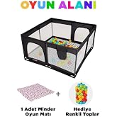 TommyBaby G&uuml;venli Bebek Ve &Ccedil;ocuk Oyun Alanı Oyun Parkı 125X125 Oyun Matı Topları Yatak