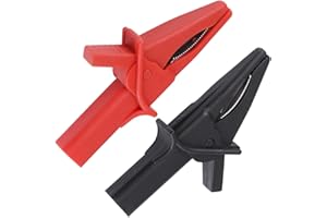 Haosie 2pcs Insulated Crocodile Clips, Crocodile Clip for 4 MM Socket Oscilloscope Test Leads, Red and Black Crocodile Clips Electrical Measuring Accessories