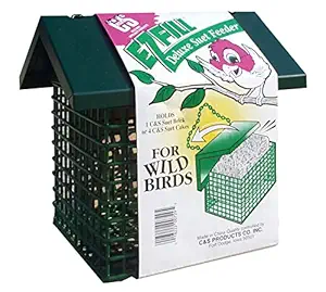 C&S Wild Bird EZ Fill Deluxe 4 Suet Cake/1 Seed Brick Feeder with Roof