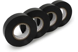 LPGLed | Nastro isolante 4 rotoli da 25 m cada uno - spessore 0.15 mm ignifugo ed impermeabile e ultraresistente (Nero)