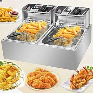 MAZORIA Stainless Steel DEEP Fat Fryer 6+6 Ltrs