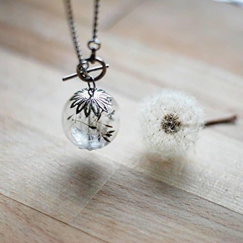Dandelion Necklace T Bar Make A Wish Real Dandelion Seed Terrarium Jewelry Real Flower Jewelry Glass Bead Orb Necklace Botanical
