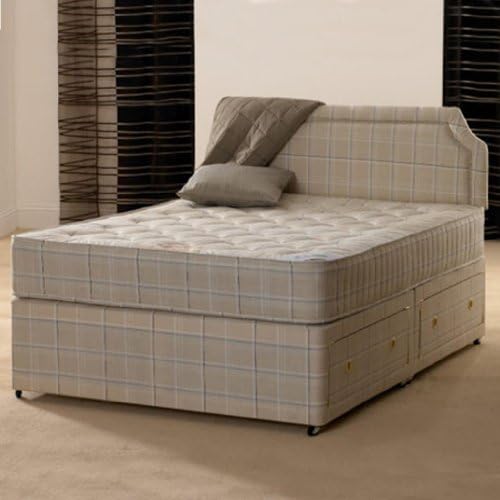 Deluxe Beds Ltd 4Ft 6 Double Paris Orthopaedic Divan Bed - Queen Ann Headboard - No Drawers
