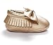 Happy Cherry Newborn Baby Infant Toddlers Soft Sole Tassels Shoes Moccasins Bowknot Pre-Walkers Slip-on Soft Crib Shoes Size 14 - Gold