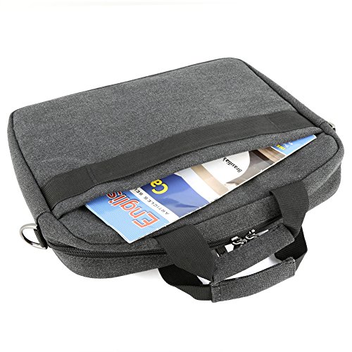 Notebook Tasche 11.6 | Evecase 11.6 Zoll Universal Canvas Laptop Schutzhülle Aktentasche mit Zubehörfächer, Lasche für Trolleybefestigung für Notebook MacBook Ultrabook Tablet – Grau - 6