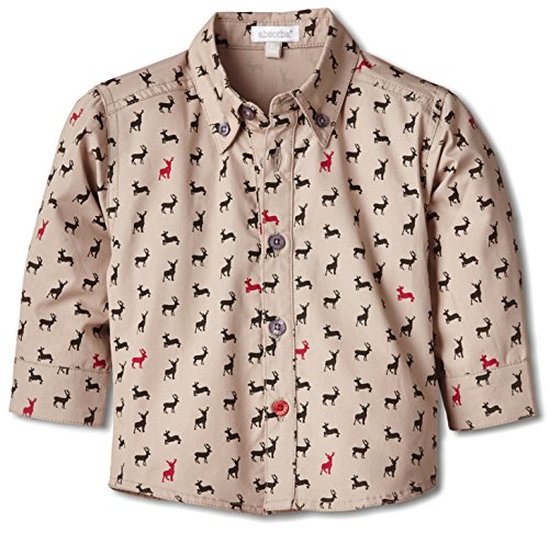 Absorba Baby-Boys Campus Animal Print Shirt, Beige  (Red), 9-12 Months (Manufacturer Size:12 Months)