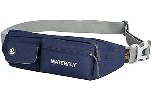 Waterfly Torba biodrowa, wąska, wodoodporna saszetka, torba podróżna, pas do biegania, do podróży, jazdy na rowerze, wędrówek, kempingu, Ciemnoniebieski, 23.88 x 10.92 x 5.33 cm