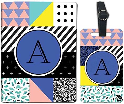 Nutcase Personalised Passport Cover and luggage tag travel gift set Custom passport holder sleeve with baggage tag - Strips Pattern