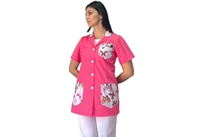 TESSILE ASTORINO Camice da Lavoro Donna per Maestra Asilo Scuola Materna Fantasie Varie Divisa Personalizzata con Nome per Imprese di Pulizie Alimentari Macelleria