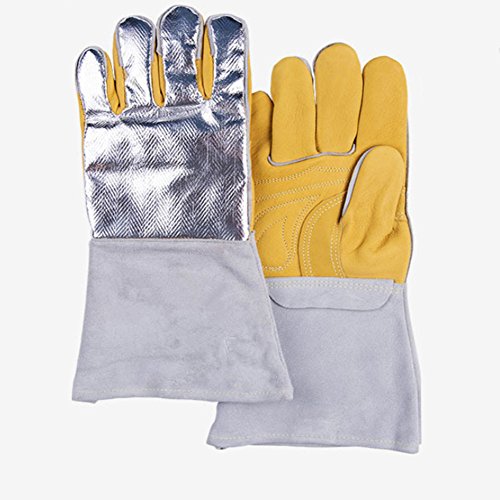 Preisvergleich Produktbild LN Schweißerhandschuhe - Rindsleder Schweißer Handschuhe Arbeitsschutz Feuerisolierung Wärmeisolierung Flammschutzhandschuhe
