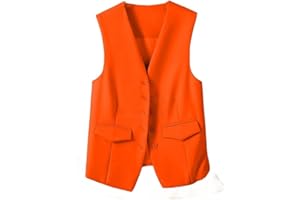 LSFYYDS Chaleco De Mujer Blazer Sin Mangas, Elegante Chaleco De Oficina De Trabajo Delgado con Botones Chaleco De Fiesta Retro, Chaleco De Traje Elegante Econ贸mico con Cuello En V