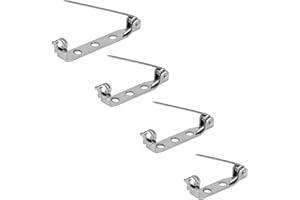 MELGO 50 Pcs Brooch Pins, 4-Size Pack of Safty Pins, Silver Bar Secure Back Clasp With Back Bar Fastener