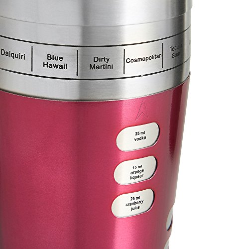 VonShef Cocktail Shaker Set mit gedrehtem Barlöffel, 15 eingravierten Rezepten, Hawthorne-Sieb, 25ml & 50ml Messbecher & Holz-Stößel – Rot – Zwei Jahre KOSTENLOSE Gewährleistung - 7