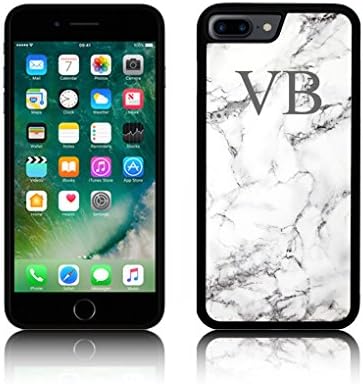 Personalised TPU Silicone 'MARBLE LARGE INITIALS' Case for Apple IPHONES (iPhone X, BLACK)