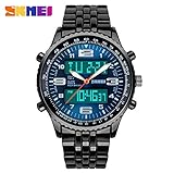 Easy Go Shopping Doppel Display Watch Männer Stahl Gürtel Tauchen Quarzuhr Licht Energie Meter Multifunktionale Männliche Student Sport Elektronische Uhr (Color : 1)
