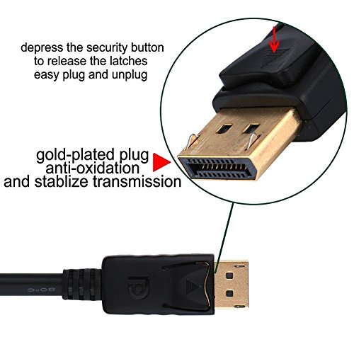 DisplayPort Kabel, VANDESAIL® Displayport 1.2 auf Displayport 1.2 Kabel Audio Video Adapterkabel mit Vergoldete Kontakte Unterstützung von 4K/ 1080p (26ft/8m, dp to dp 1.2V) - 3