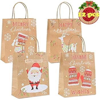 Sacchetti Per Regali Di Natale.Materiali Per Imballaggio Scatole E Sacchetti Da Regalo Compleanno Matrimonio Natale Sacchetti Di Carta Kraft Sacchetti Regalo Con Maniglia Per Caramelle Regali Howaf 16 Pezzi Piccoli E Grandi Sacchetti Regalo Di Natale