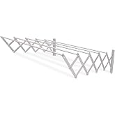 Amig - Tendedero Extensible de Pared 180 | Fabricado en Aluminio de alta resistencia | Acabado inoxidable | Medidas: 180x14x3