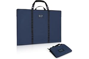 WISEPRO A1 Art Portfolio Case, Artwork Painting Folder Bag with Multi Handles, Slim Waterproof Carrying Storage Bag for Canvas Paintings, Mounted Art,Cardboard, Photography(24" x 36") (Navy Blue)