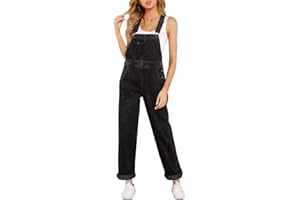 luvamia Overalls Women Denim Straight Leg Stretch Jeans Jumpsuits Overall Regular Fit Bib Jean Comfy Adjustable Straps