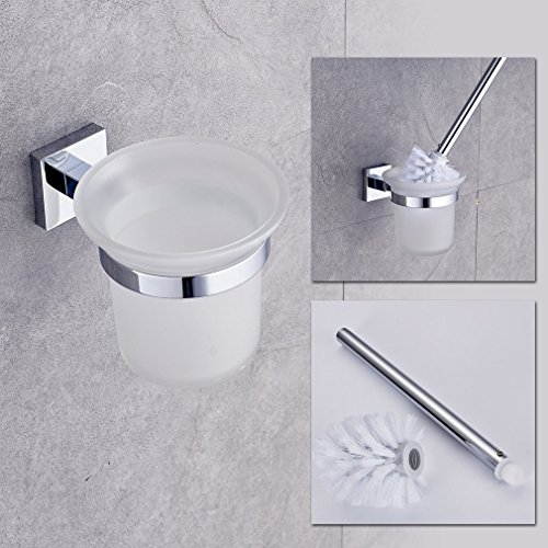 Auralum® WC Garnitur Toilettenbürste Bürste aus hochwertigem Kupfer Ersatzbürste Toilettenbürstenhalter zur Wandmontage - 2