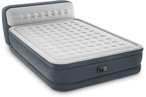 Intex 64448 Materasso Dura-Beam Con Schienale Tecnologia Fiber Tech Con Pompa Elettrica Incorporata, 152 x 236 x 86 Cm, Blu Navy