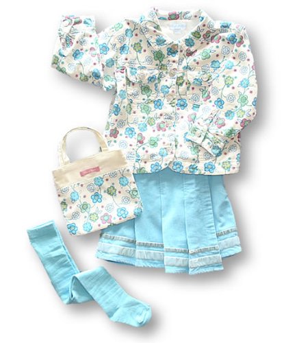 Vanilla Park Printed Cord Jacket, Skirt, Cotton Top & Tights, Skirt sets, Girls, 18-24 months