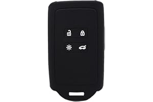 HooRLZ Coque Clé Renault, Compatible pour Renault Voiture Trafic Captur Arkana Clio Kadjar Koleos Megane Espace Master Scenic Dacia, Coque De Clé De Voiture en Silicone - 4 Boutons (Black)