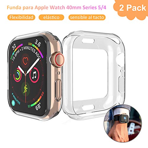Bonslan Funda para Apple Watch 40mm Series 5/Series 4?2-Pack?,Suave TPU Funda [Ultra Delgado][Anti-Arañazos] Case de Apple Watch Funda,Slim Suave TPU Protector(Transparente*2