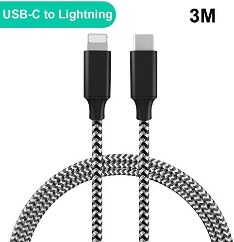 USB-C to Lightning Cable 3M/10FT, QGhappy Power Delivery(PD) Type C to Lightning Quick Charging Cord for iPhone X, iPhone 8, 8 Plus, Macbook Pro 2016, MacBook 12-inch and More (Not Support IOS 11.3)