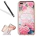 Produktbild iPhone 7 Plus Silikon Handy Hülle,Leeook Elegant Retro Luxus Schön Floral Rosa Rose Blumen Crystal Soft Clear Case Electroplate Plating Gold Frame Scratch-Resistant Bumper Soft Rückseite Cover Tasche Ultradünne Galvanisiergeräte Weicher Gel TPU Tasche Schutzhülle Hülle Tasche für Apple iPhone 7 Plus (5.5 Zoll) + 1 x Schwarz Eingabestift-Pink Rose FLowers