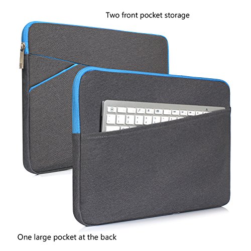 Ivencase stoßfest Wasserabweisend Laptop Sleeve Tasche Taschen Hülle Beutel Case für 13-13.3 Zoll Laptop / Notebook / Macbook air 13/ Macbook pro 13 Retina / Chromebook 13.3/Microsoft Surface Book/12,9 Zoll iPad Pro, Dunkelgrau und blau - 6