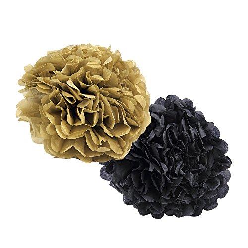 skylove schwarz gold Party Deko Party Decor Seidenpapier Pom Pom Quaste Girlande Polka Dot Tissue Poms Papier Girlande für Hochzeit Baby Dusche Dekoration Bridal Dusche Blau ersten Geburtstag - 4