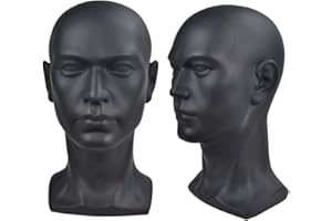 DAVINONA Ba Sha Black Glossy Professional Male Mannequin Head for Display Headset, Headphone, Game Console, Hats, Wigs Jewellery
