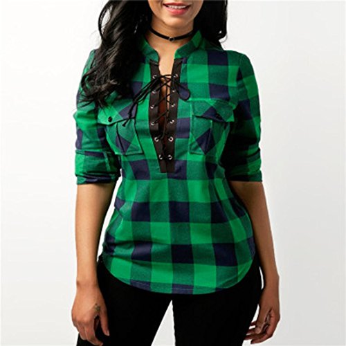 KaloryWee Womens Plaid Cross Bandage 