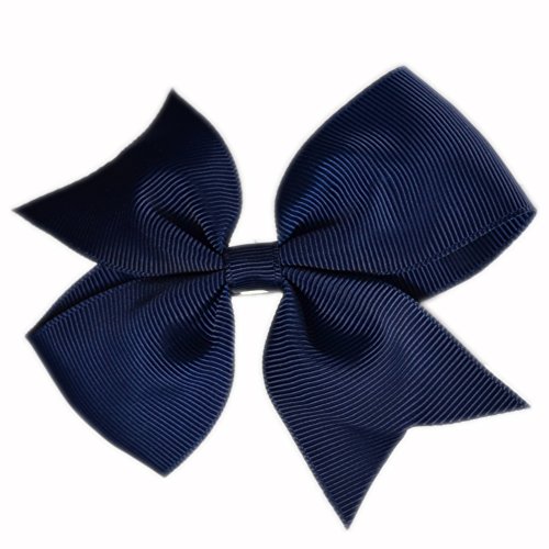 3.5" GROSGRAIN RIBBON HAIR BOWS - 32 COLOURS TO PICK FROM by TF's (NAVY BLUE)