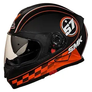 SMK Twister Blade Full Face Helmet with Pinlock Fitted Clear Visor (MA276/Matt Black, Orange and Grey, S)