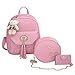 Produktbild 3 Teile Set Damen Umhängetasche mit Quaste Kleiner Bär Leder Rucksack Tasche Set+ Crossbody Schultertasche + Brieftasche Cardbags (Rosa)