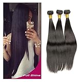 [For Full Head Set]Full Shine 3 Bundles Straight Hair 6A Brazilian Virgin Human Hair Weft Straight Natural Colour Full Head 300gram