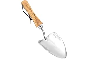 Berry&Bird Stainless Steel Heart-Shaped Perennial Trowel, Oversized Garden Hand Trowel with Tapered Tip Design Blade, Metal Gardening Trowel for Digging, Transplanting, Root Cutting, Soil Loosening