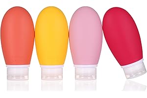 LIYUABU Silikon Reiseflaschen Set,4 Stück 100ml Auslaufsicher Squeeze Reise Container und Portable nachfüllbare Toilettenartikel Flaschenzubehörbehälter Leere Reisegröße für Shampoo Conditioner Lotion