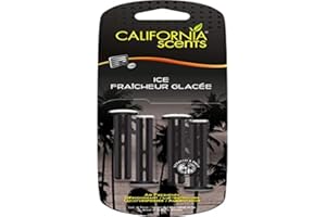 CALIFORNIA SCENTS California Car Scents - Ambientador de Coche con Fragancia, Olor y Esencias a Ice, Aroma a Hielo Fresco (Bastones de ventilación, 4UDS)